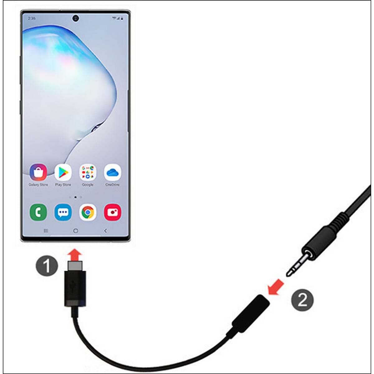 USB Type C Headset Jack Adopter Galaxy Note 10 / Note 10 Plus