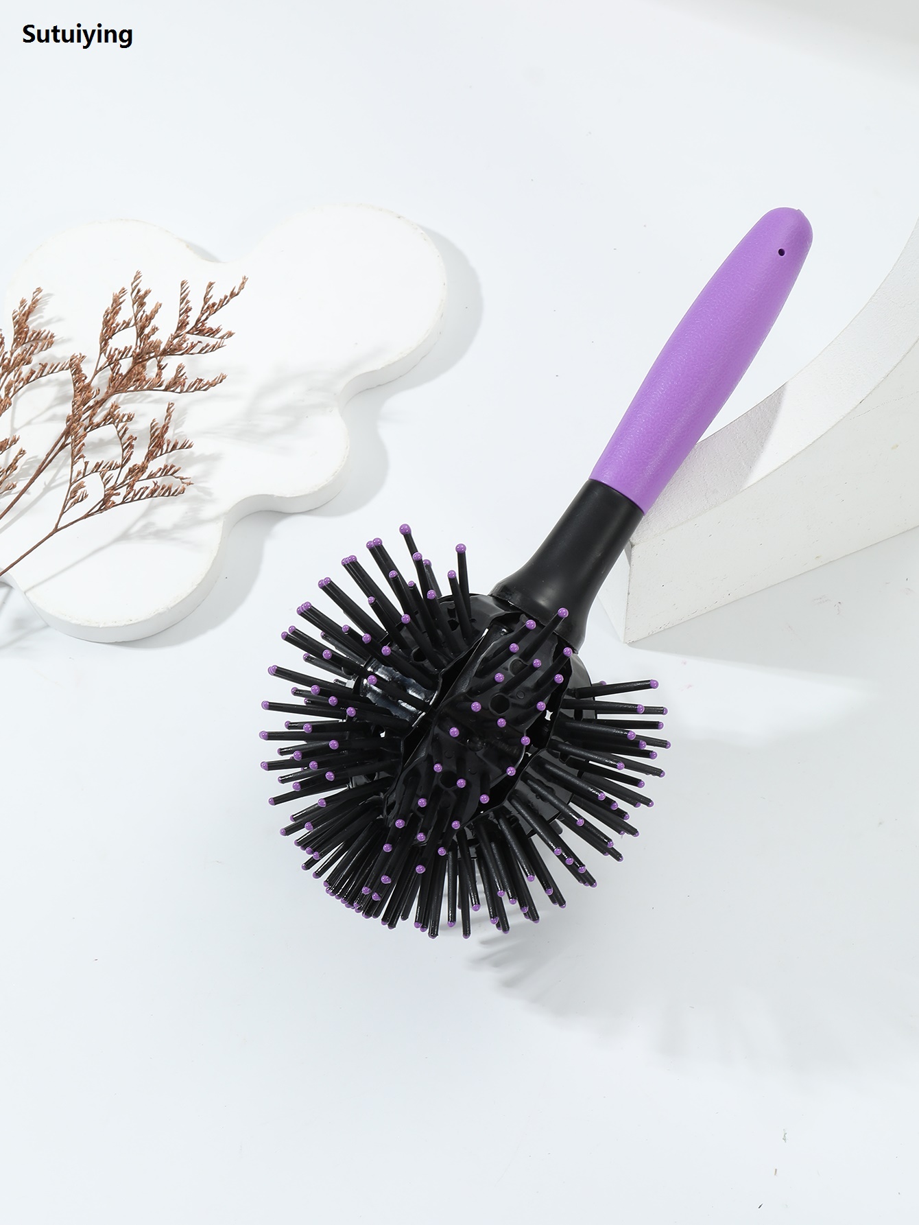 Sutuiying 1pcs anti-static curling hair comb spherical curling hair 【2025 Version】 massage 360 ° styling salon circular curling hair brush