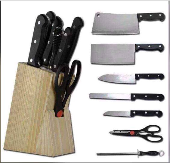 6 Pieces Knife Set With Wooden Block - 7 Pieces Set