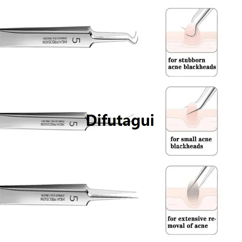 Difutagui 2025 New ToolsAcne shaved beauty salon tweezers cell number German New ultra-fine 5 acne blackhead clip special closed artifact needle