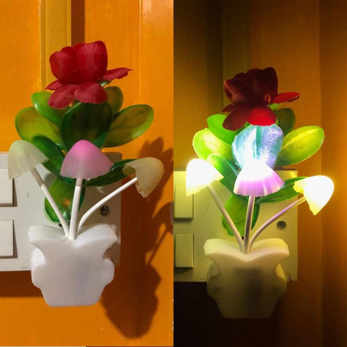 Light Control Small Night Light LED Wall Lamp Rose Glow In The Dark Bedroom And Home