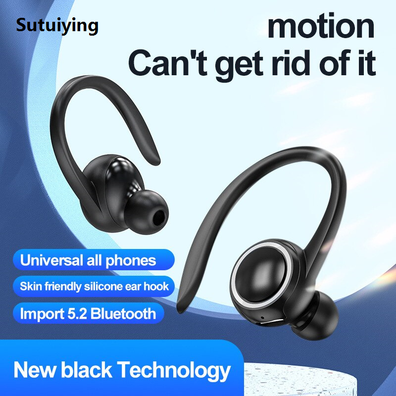 Sutuiying Portable Headset 5.2 Ear Hook Type Low Delay Noise Reduction Single Fifty percent discount Ear Sports Running Business Wireless Game Earphones With Mic