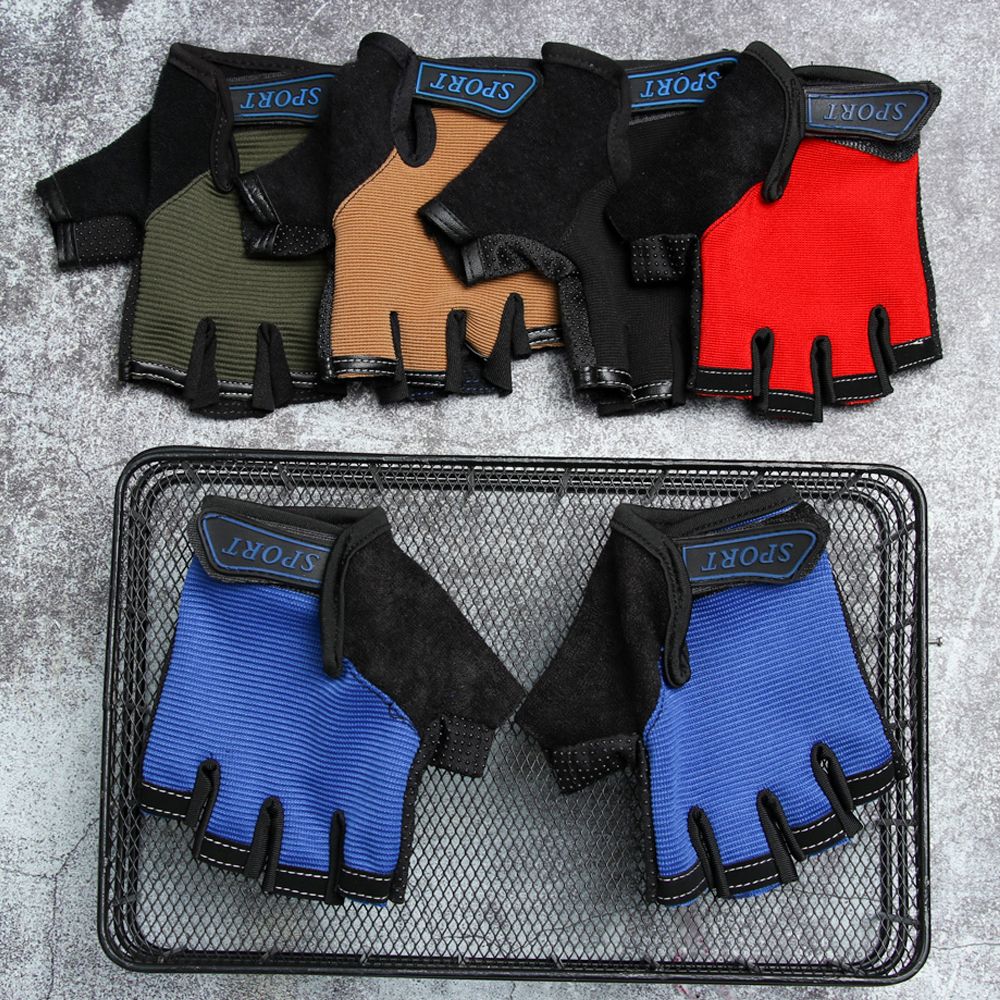 Breathable for Children Anti Slip Child Cycling Gloves Solid Color Short Sports Gloves Half Finger Mittens