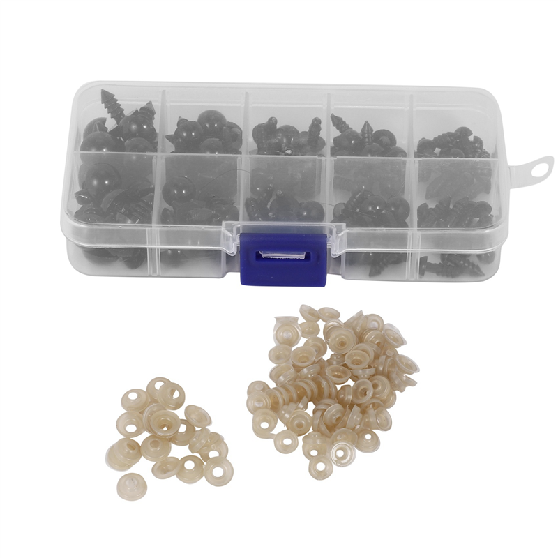fasdaga 300 Pcs 6-12 mm Plastic Safety Eyes, Eyes Doll Making with 300 Pcs Washer for Toy Making DIY Crafts