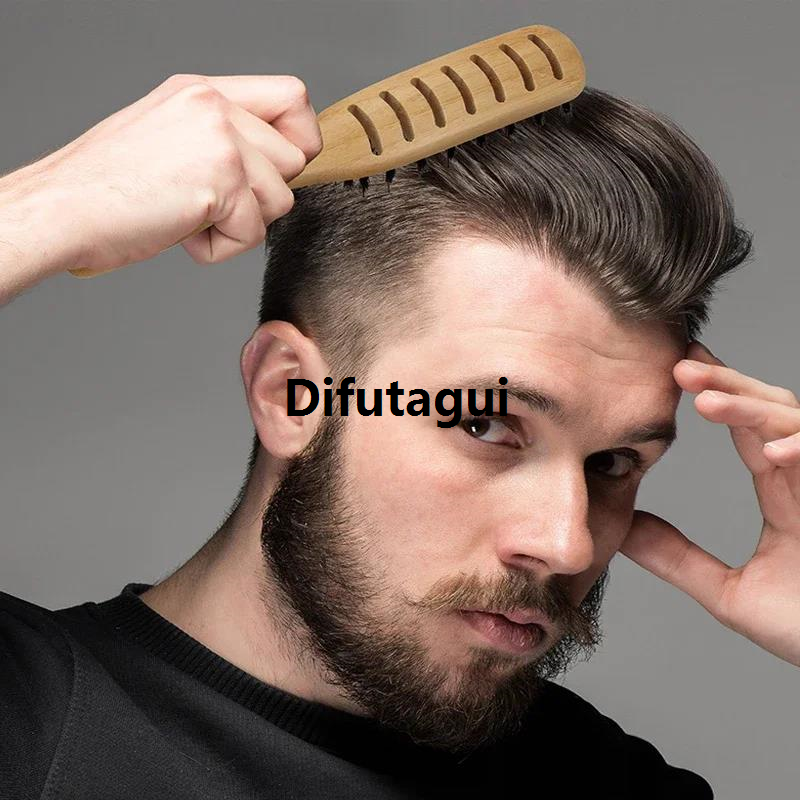 Difutagui Barber scalp massage hair salon comb men's 1pc ribbed hair Original fluffy hair brush bamboo ribbed hair comb hairstyle comb