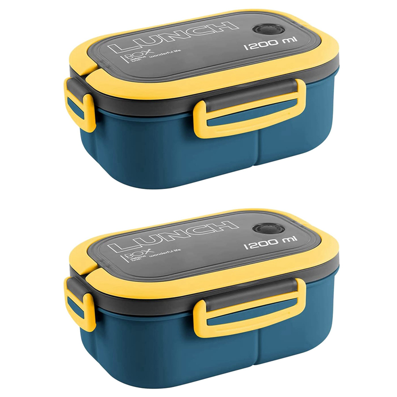 ARELENE 2X Bento Box Adult Lunch Box, 1200ML Double Layer Lunch Box with Spoon & Fork High Capacity Food Containers, Leakproof