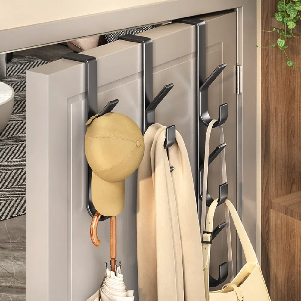 Quality Free-Punch Door Hanging Hook Door Back Type Over The Door Hat Coat Hanger Multifunctional Metal Hook Home