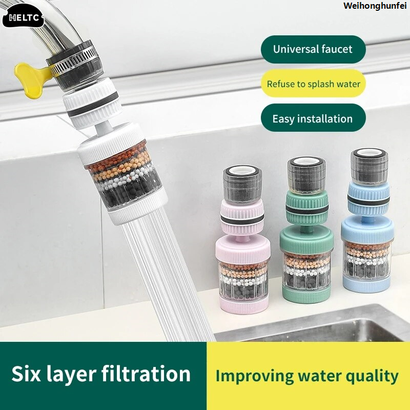 WeihonghunfeiBargain price 1PCS 6-layers Water Filter Tap Purifier 360° Rotation Universal Faucet Aerator Splash Nozzle Mixer Bubbler For Kitchen Bathroom