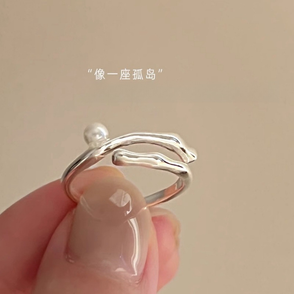 【Prices are Now don't beslow】Simple High-end Retro Pearl Open Women's Distinctive Light Luxury Niche Finger Elegant All-match Ring Trendy