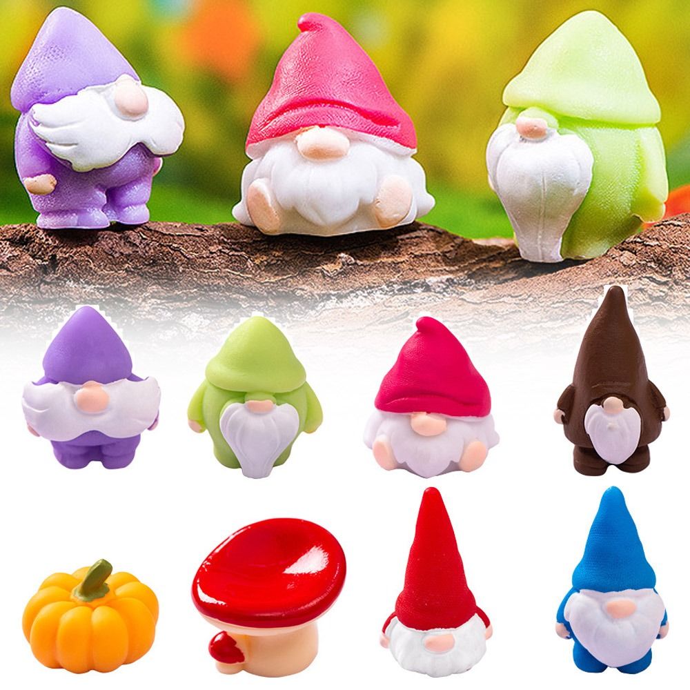 Cartoon Multicolor Mini Gnome Figurines Mushroom Pumpkin Resin Garden Elf Moss Terrarium Home Decoration Desktop Knick-knack Easter Christmas