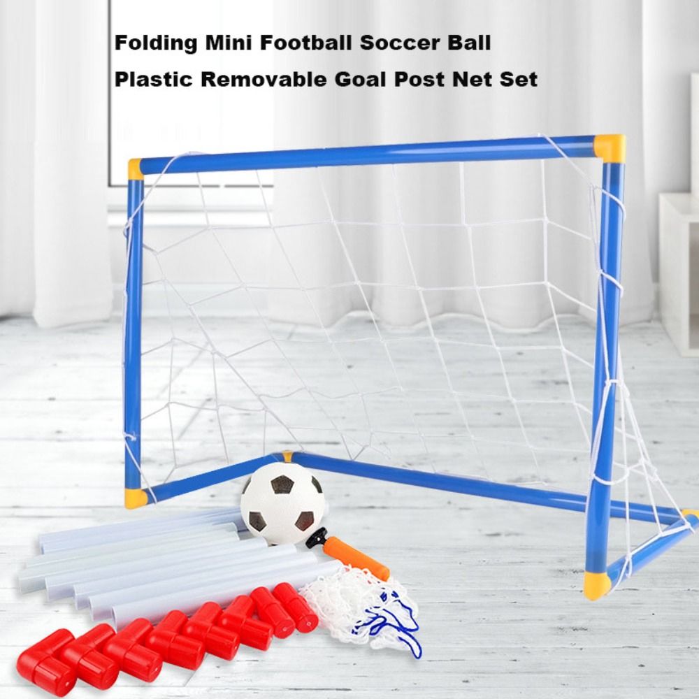 Folding Football Soccer Goal Post Net Set with Pump Kids Sport Indoor Outdoor Games Toys Child Birthday Gift Plastic