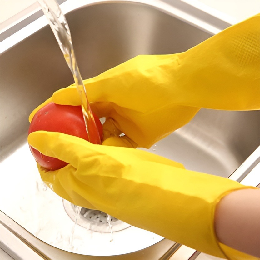 ellow Rubber Dish Washing Gloves / Kitchen Cleaning, Strong Work , Painting Gloves,Gardening Food Safe Gloves/ Latex Waterproof Housework Gloves