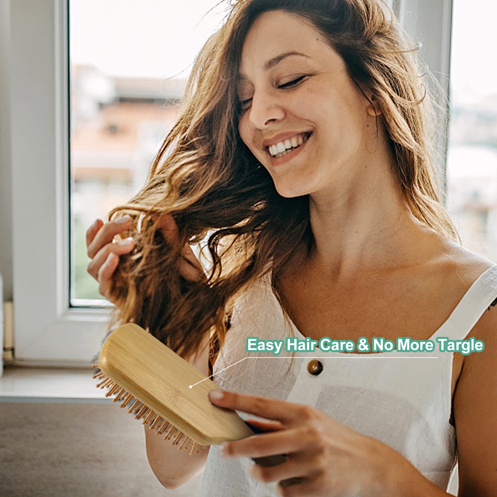 Bamboo Hair Brushes for Women and Detangling, Great on All Hair, Eco-Friendly and Handmade for Women Men and Kids