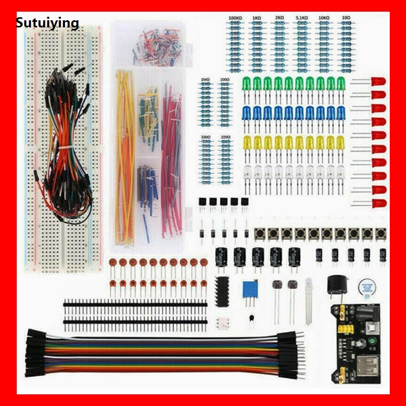 Sutuiying Electronic Components Electrolytic Capacitor Resistor led 830 Hole Sales promotion Breadboard Kit MB-102 for UNO R Component Pack Beginner Start