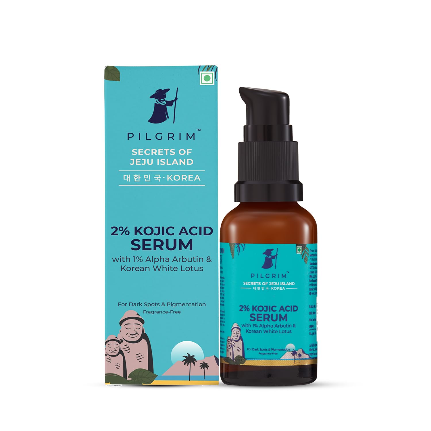 Pilgrim 2% Kojic Acid Face Serum for Dark Spots & Pigmentation Fragrance Free 30 ml