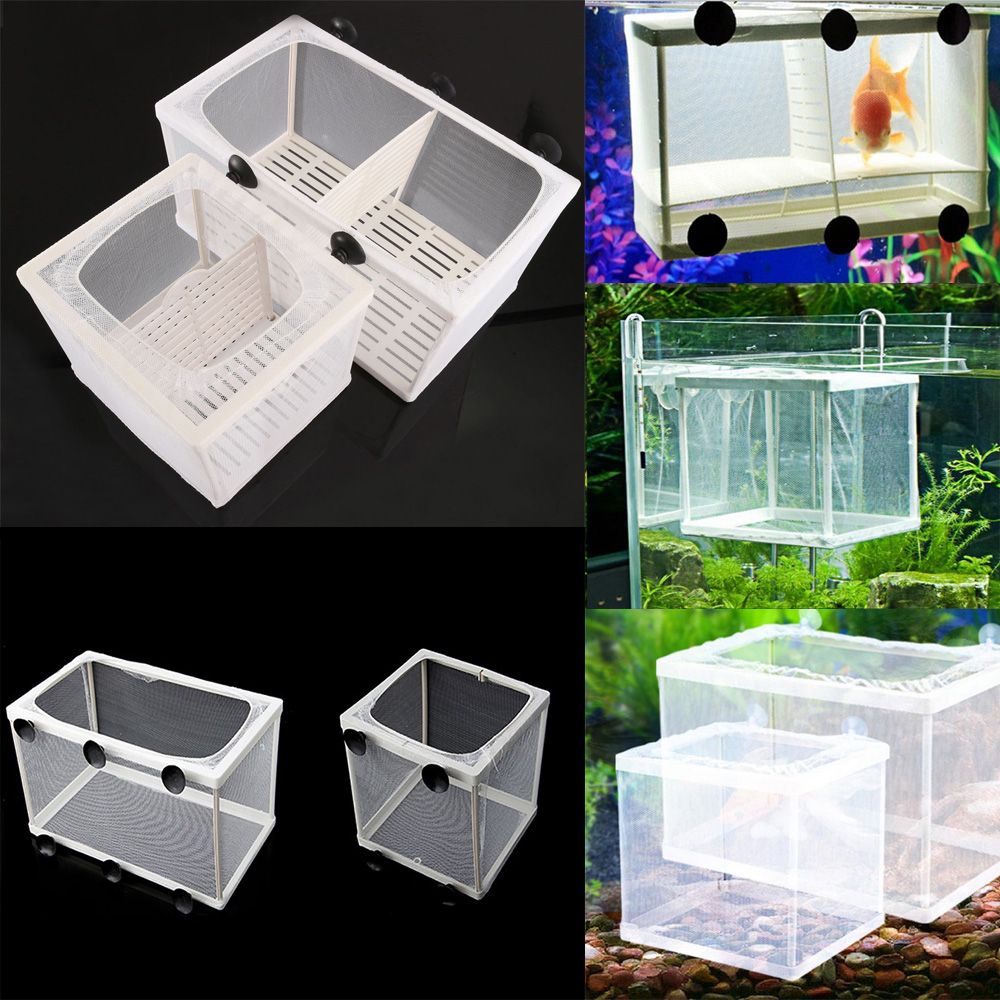 Guppy Double Net Grow Seed Holder Hatchery Aquarium Incubator Breeder Breeding Isolation Box