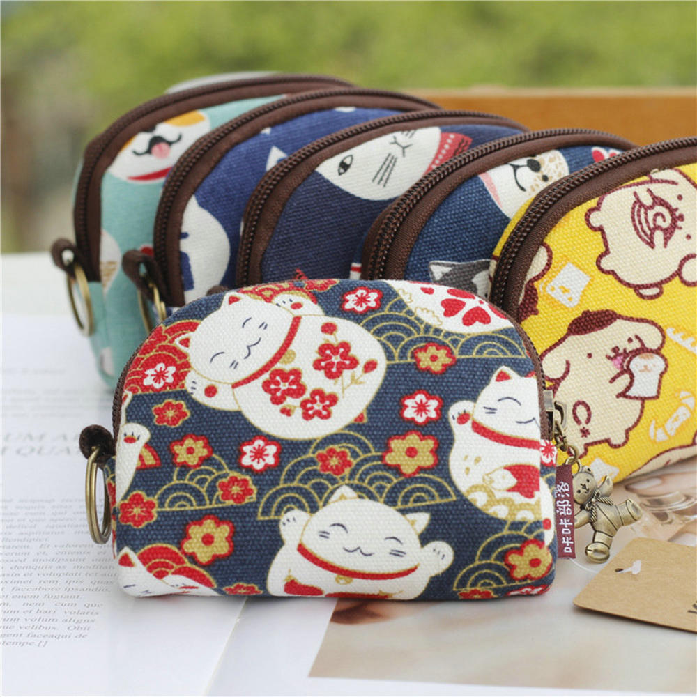 Small Money Bag Cute Card Organizer Portable Zippered Wallet for Casual Shopping Daily Use