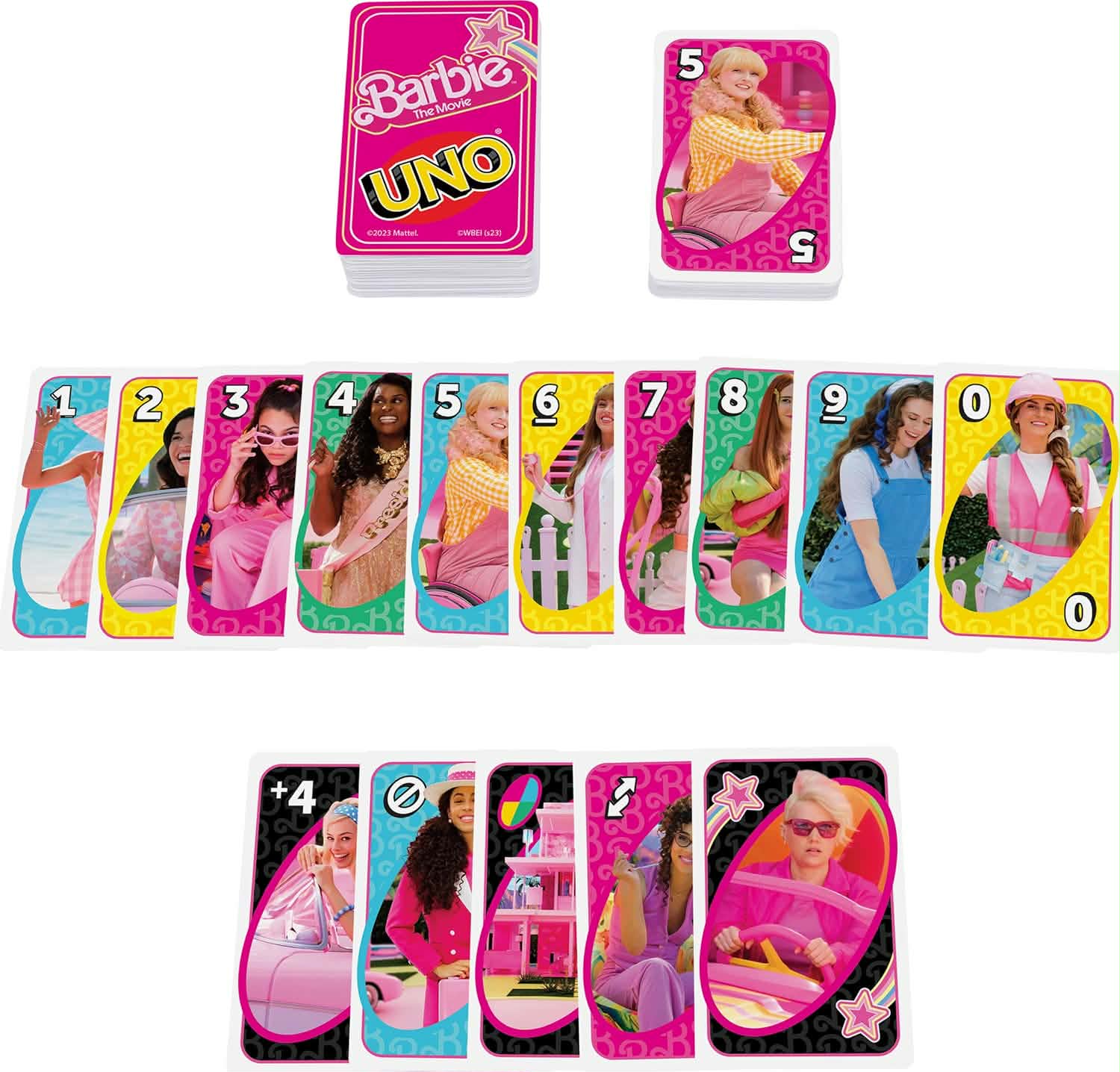 UNO Barbie The Movie Card Game for Kids & Adults Featuring Characters Graphics & Special Rule, 2 to 10 Players
