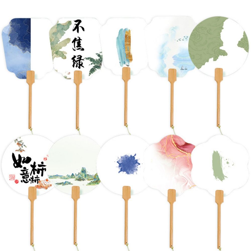 Ancient Style Fan DIY Xuan Paper Fan Vintage with Tassel Calligraphy Circular Fan 21cm Chinese Style Art Hand Fan For Home Decor