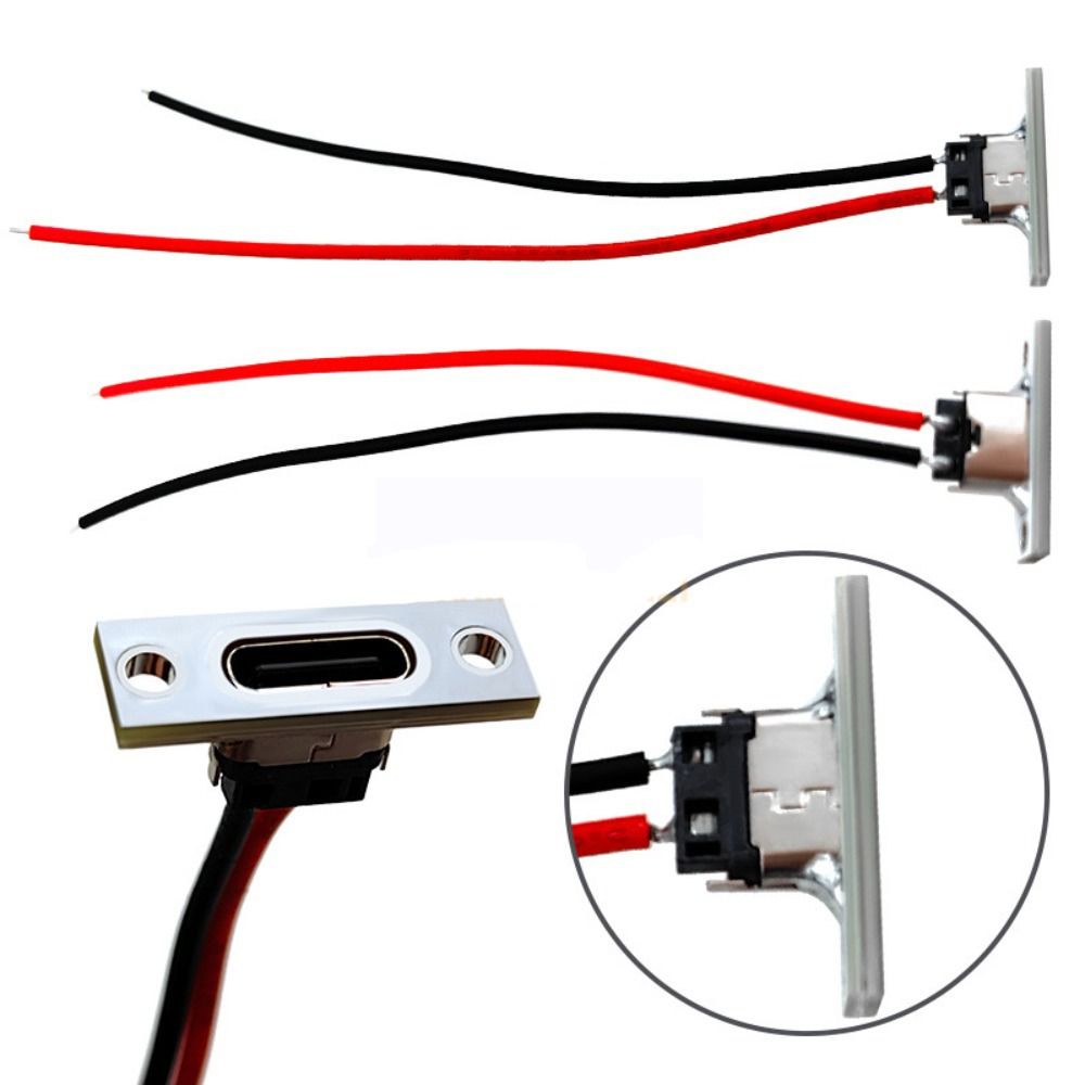 Charging Data Port Type-C USB Jack 2Pin Waterproof Charging Port Type-C Plug 2P Female Connector Jack