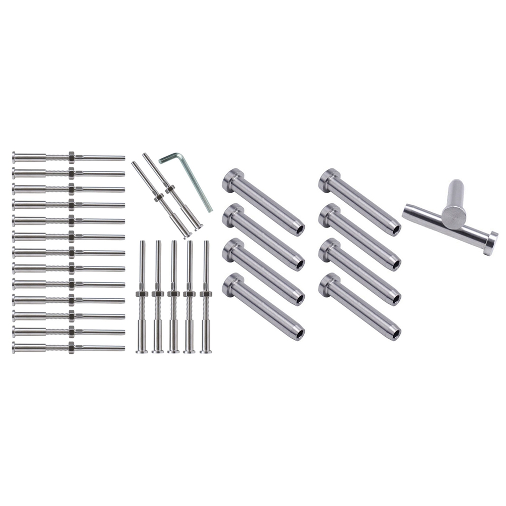 JAERBEE 10Pcs Stainless Steel Stemball Swage Stud Dead with 20Pcs Turnbuckle Hand Swage Threaded Stud Tension Hex