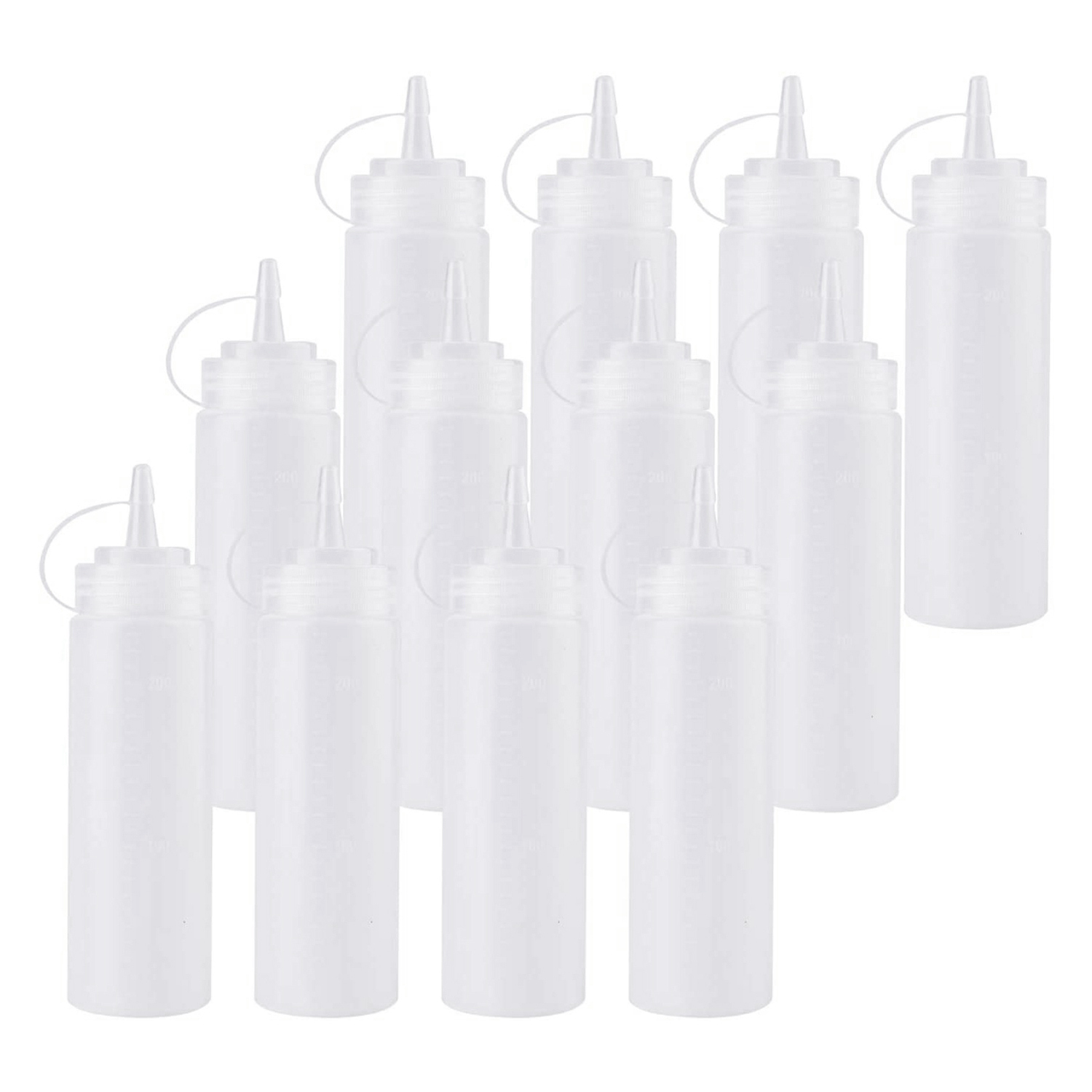 NAMUNY 12 Pack 8 Oz Squeeze Squirt Condiment Bottles with Twist on Cap Lids for Sauce, Ketchup, BBQ, Dressing, Paint