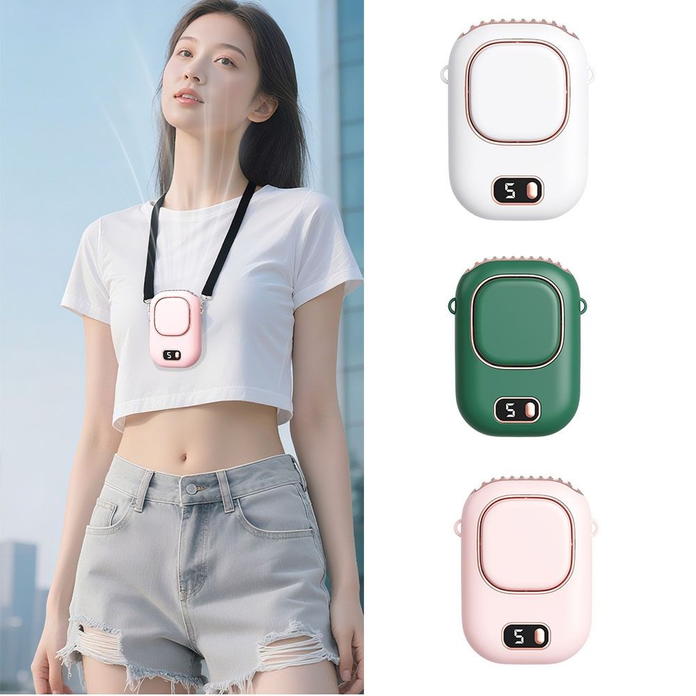 Mini Rechargeable Waist Clip Fan Turbo Ultra Quiet LED Display Hanging Neck Fan Lightweight Hands Free Mini Electric Fan Summer Cooling