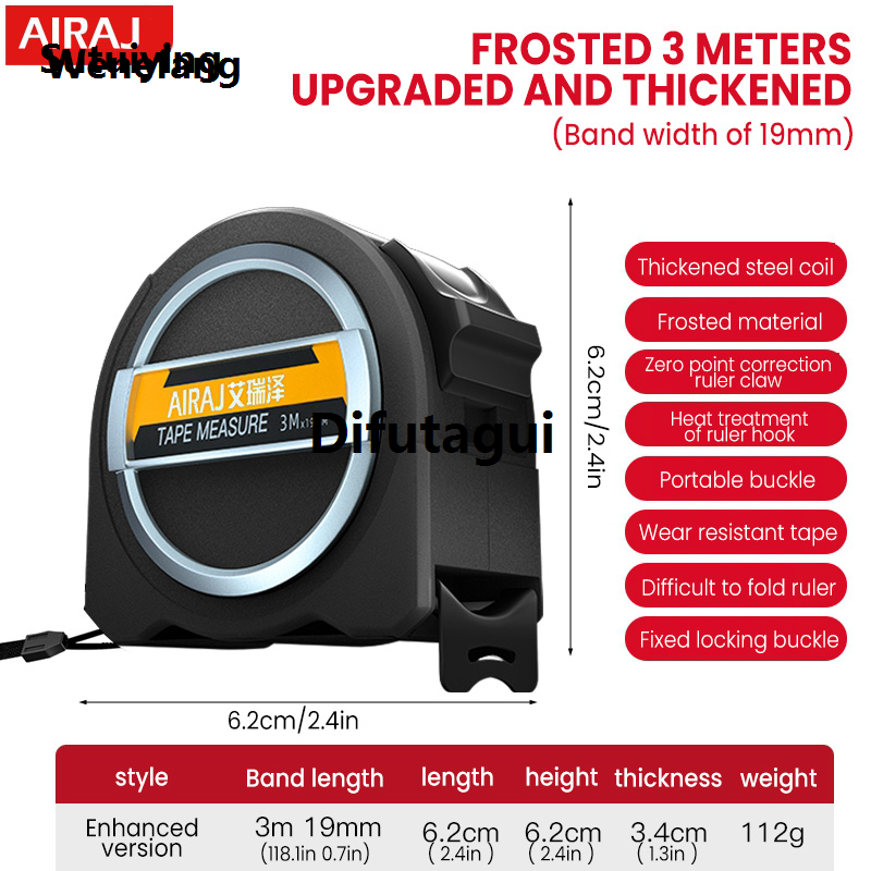 Difutagui Wenefang Sutuiying AIRAJ Tape Measure 3/5/7.5 Meter High Precision Easy Reading Metric Sales promotion New Profesional Steel Anti-Fall Tape Measuring Distance Construction Tools