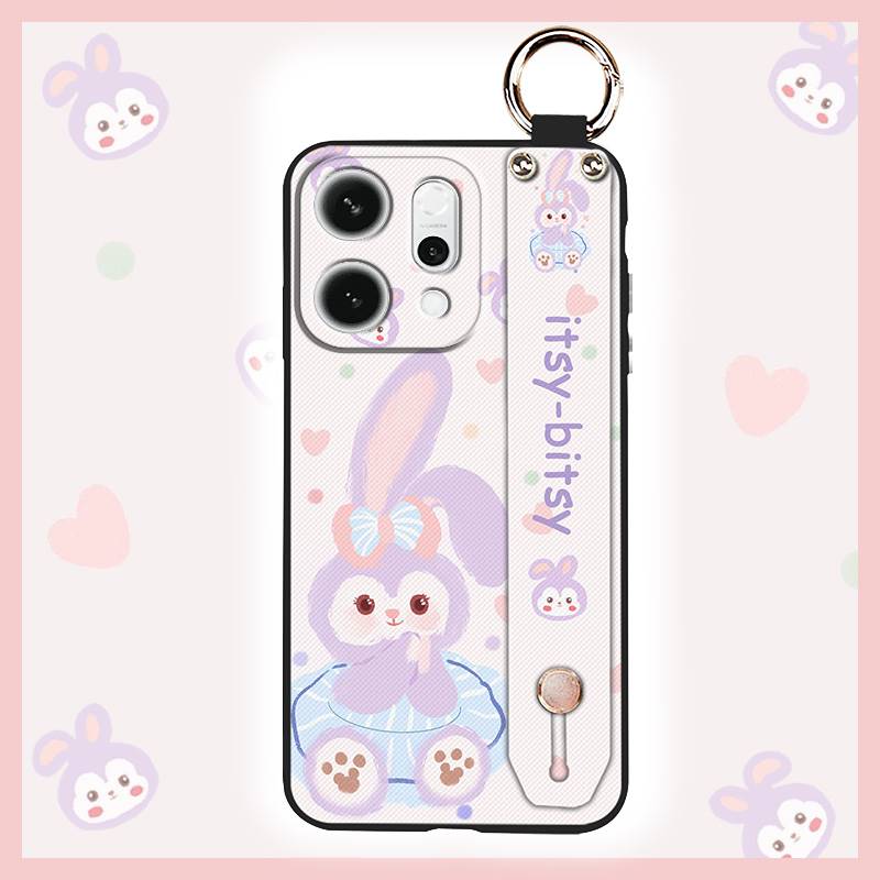 Ring Anti-dust Phone Case For Oukitel C3 2025 Kickstand Cute Back Cover Fashion Design Wrist Strap Wristband Cartoon
