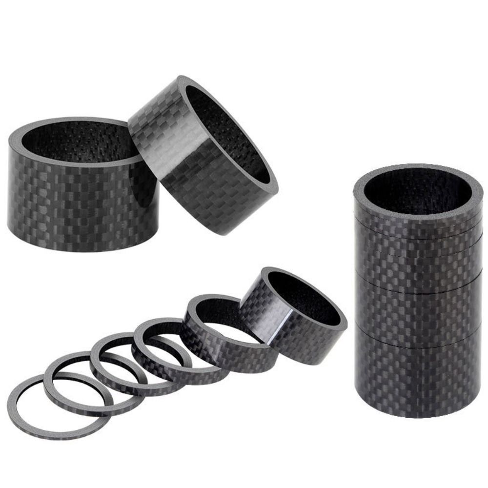 5pcs/set Racing 28.6mm Universal Bicycle Carbon Fiber Washer 1/2/3/5/10/15/20 Ultralight MTB Front Fork Spacer Bike Stem Washer Bike Accessories