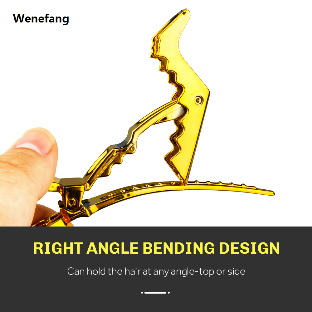 Wenefang Professional Alligator Clip for Salon Hairdressing Hair Clips Styling Luxury Tools Accessories Golden Hair Cutting Sectioning Clips