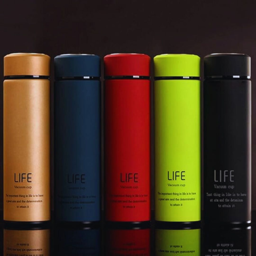 “UrbanHeat Travel Flask - 450ml Double Wall Steel Thermos Bottle”