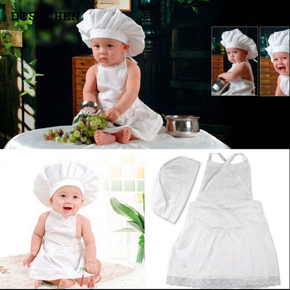 DISICHEN Portable Cute For Kids Costumes Cook Cotton Blended Chef Hat Apron Baby Photos Costume Photography