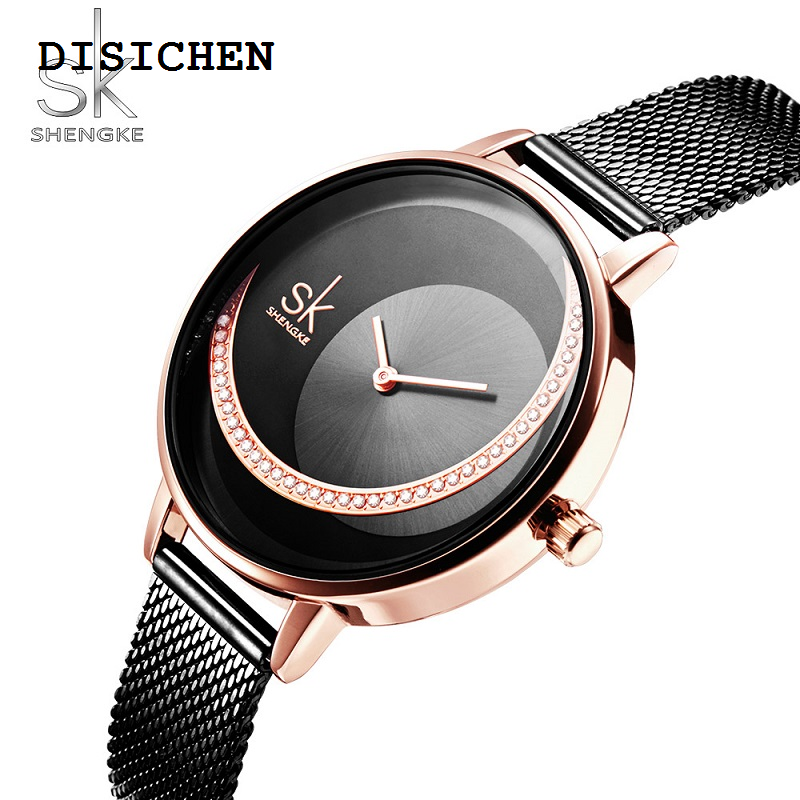 DISICHEN Shengke Crystal Women Watch Luxury Brand Ladies Dress Watches Original Design Quartz Wrist Watches Creative SK Watch For Women
