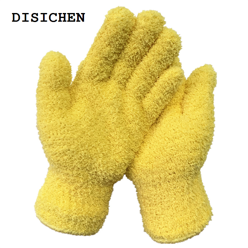 DISICHEN Portable 1 Pair Blue Car Wash Cleaning Gloves Dusting Glove Car Wash Cleaning Gloves Fine Fiber Dusting Comfort Half Fleece Gloves