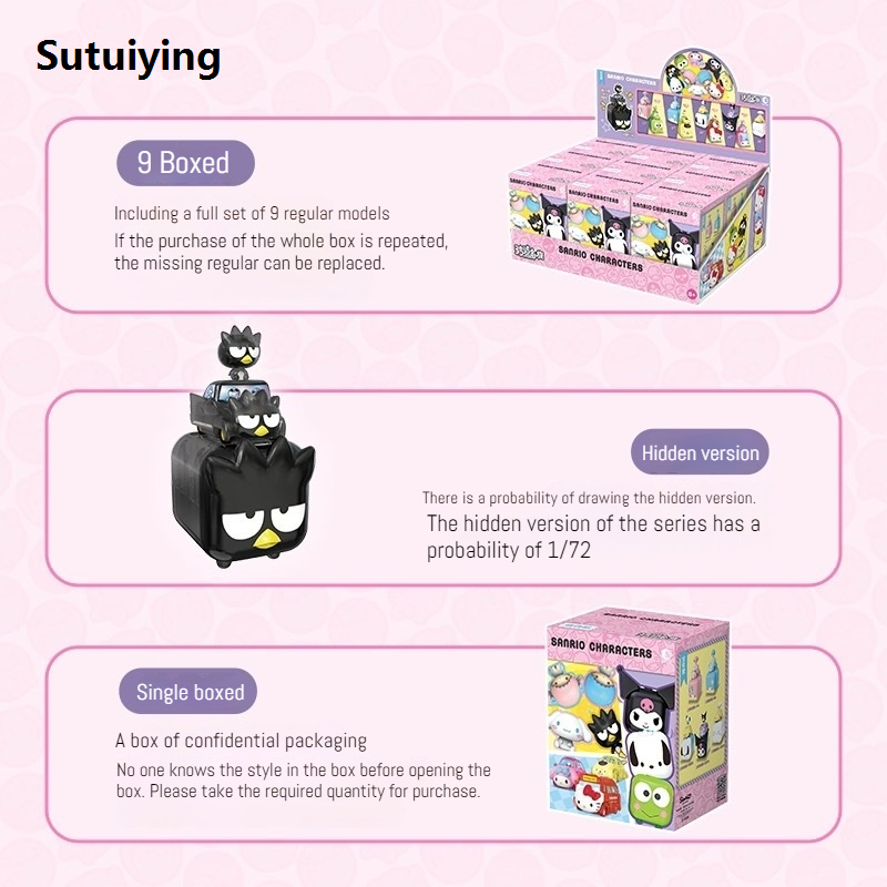 Sutuiying Sanrio Hello Kitty My Melody Kuromi Riding Family Team Travel Luxury Notes Series Blind Box Handmade Model Ornament Toy Decoration