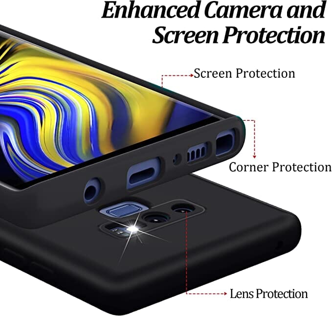 Case for Samsung Galaxy Note 9 - Soft Touch Silicone Back Phone COver with Microfiber - Black