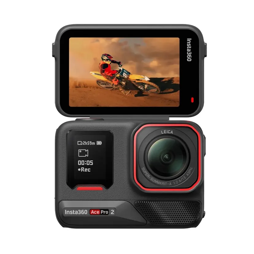 Insta360 Ace Pro 2-8K Waterproof Action Camera Co-Engineered with Leica, Flagship 1/1.3" Sensor, 8K30fps, 4K60fps, 2.5" Flip Screen, AI Noise Reduction, Long Lasting Battery