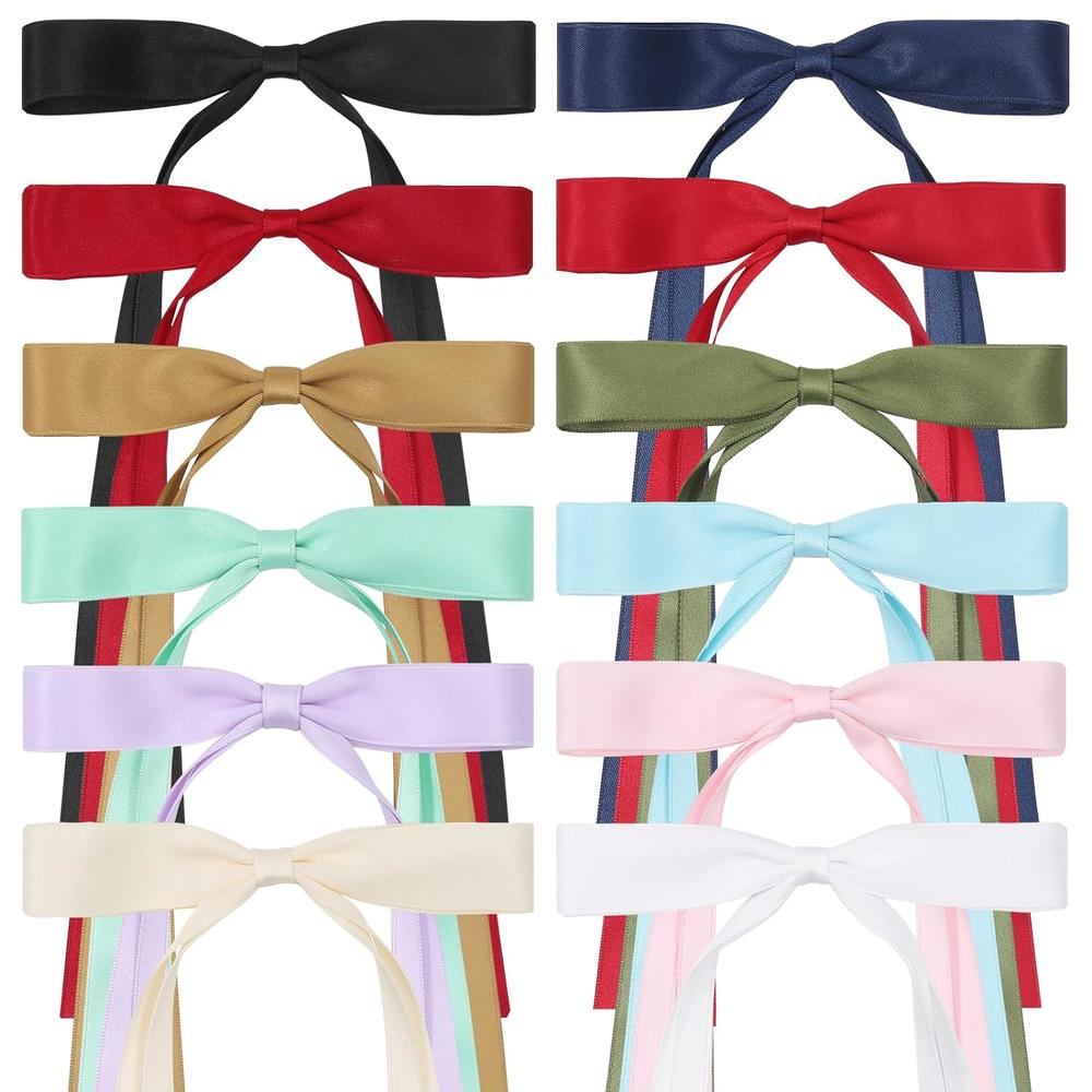 Durable Hair Bows Grosgrain Ribbon Cute Long Tail Hair Ribbons Fashionable Elegant Bow Clips for Casual Wear Party Favors Hairstyling Fashion