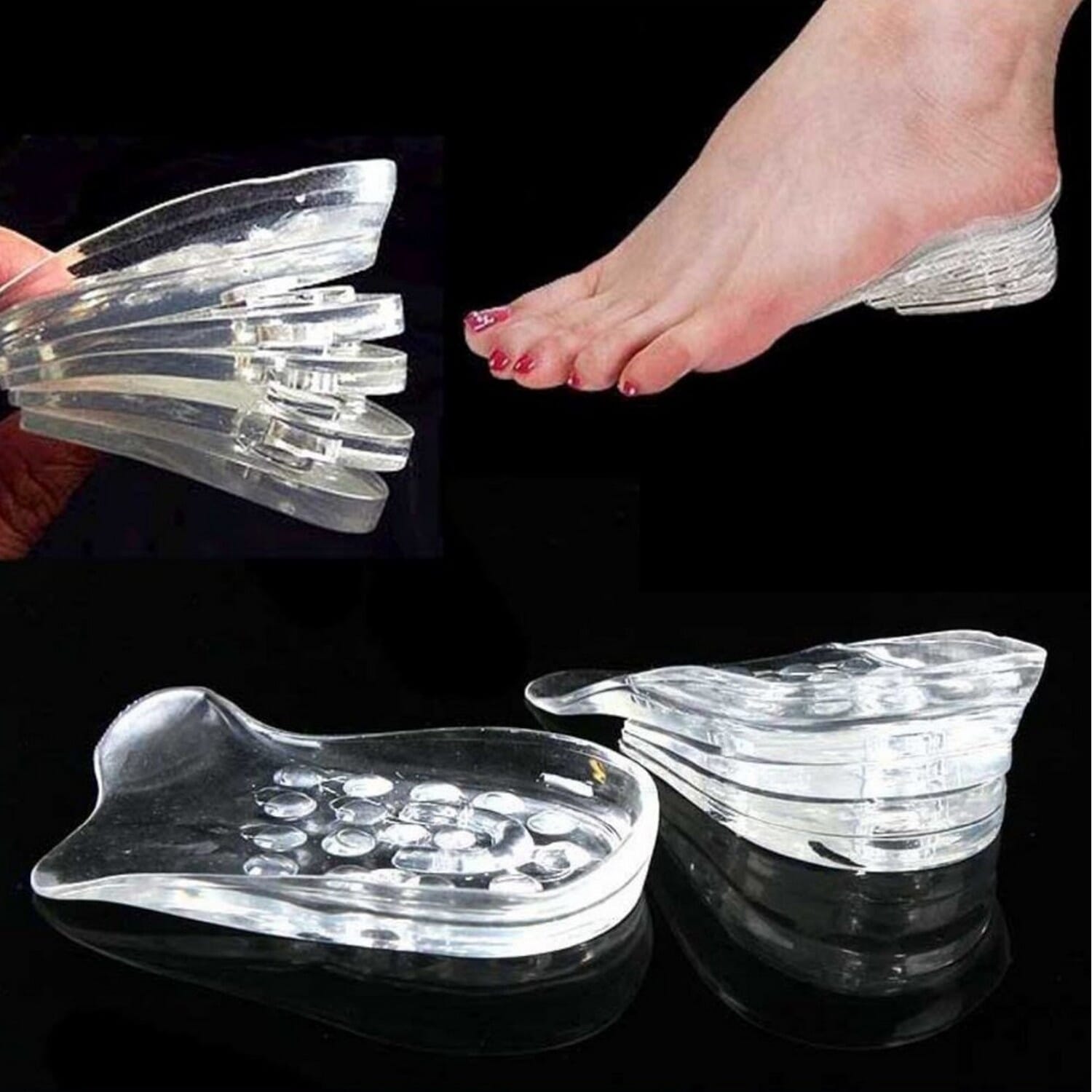 Comfortable Men Women 1 Pair(5 Layers) Adjustable Taller Silicone Gel Height Increasing Insole