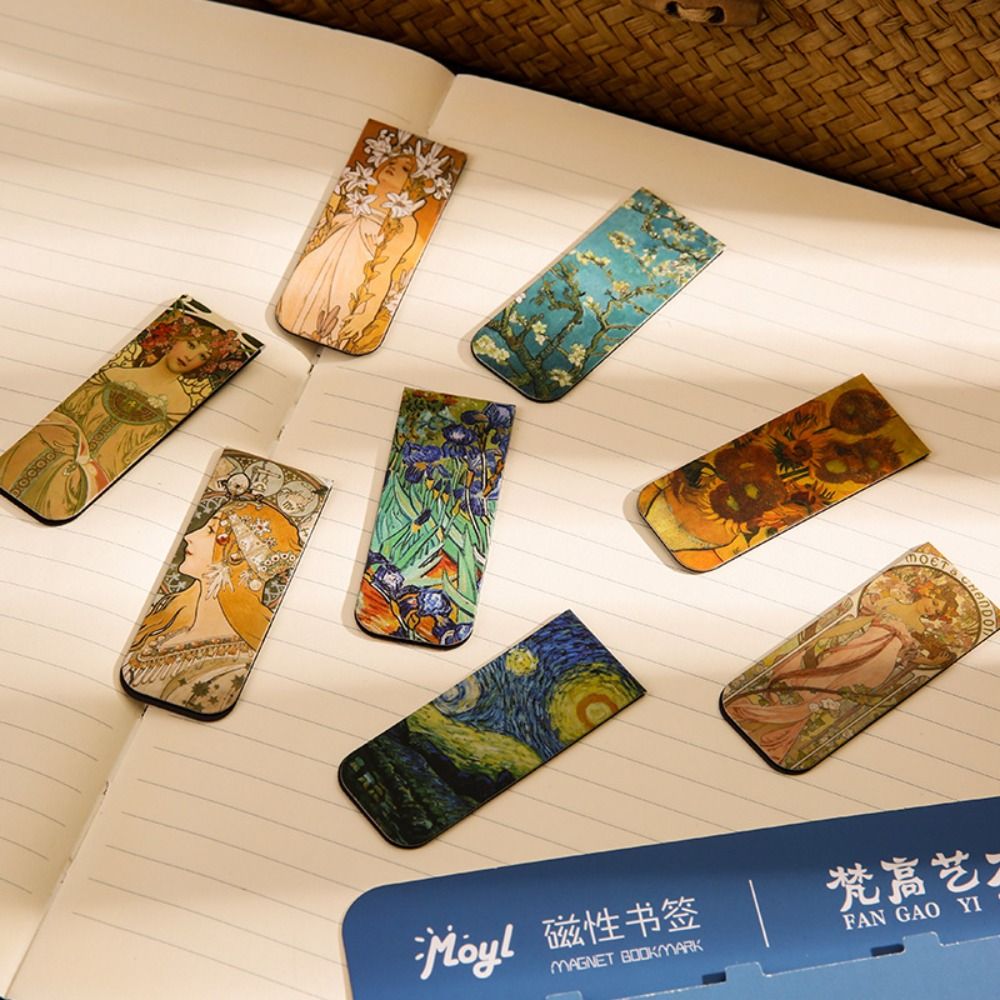 4PCS/Set High Quality Vintage Literary Bookmark Magnetic Double Sided Printed Magnetic Bookmark Reading Book Clip Students