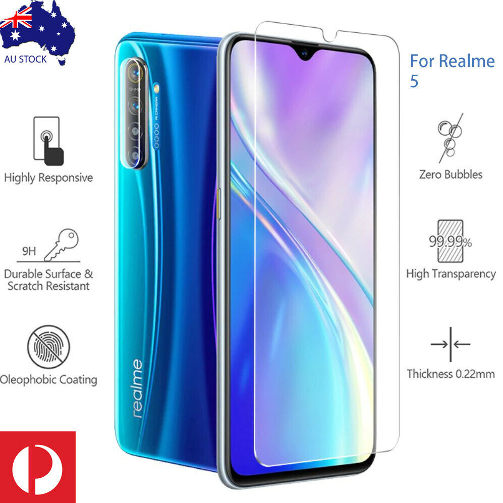 Combo Protector Glass Film Of Front Screen Tempered Glass & Camera Protector Tempered Glass For Realme 5