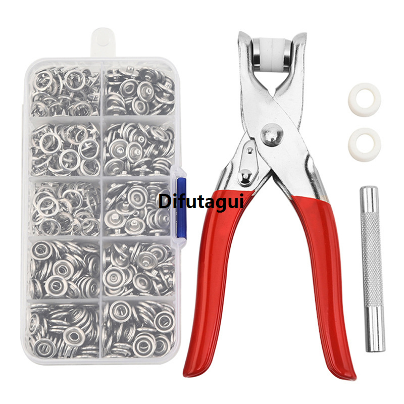 Difutagui 【2025 Version】 1 Sets Snap Fasteners Kit Tool Metal Snap Buttons Affordable Rings with Fastener Pliers Press Tool Kit for Clothing Sewing