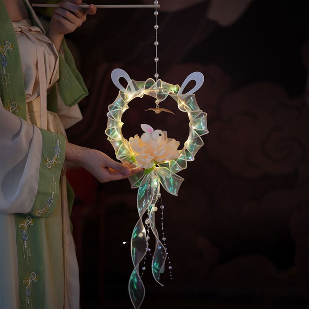Portable With LED Light Mid-Autumn Lantern DIY Materials Handmade Good Mid-Autumn Light Lamp Luminous Blessings Party Glowing Lantern Festival Decor