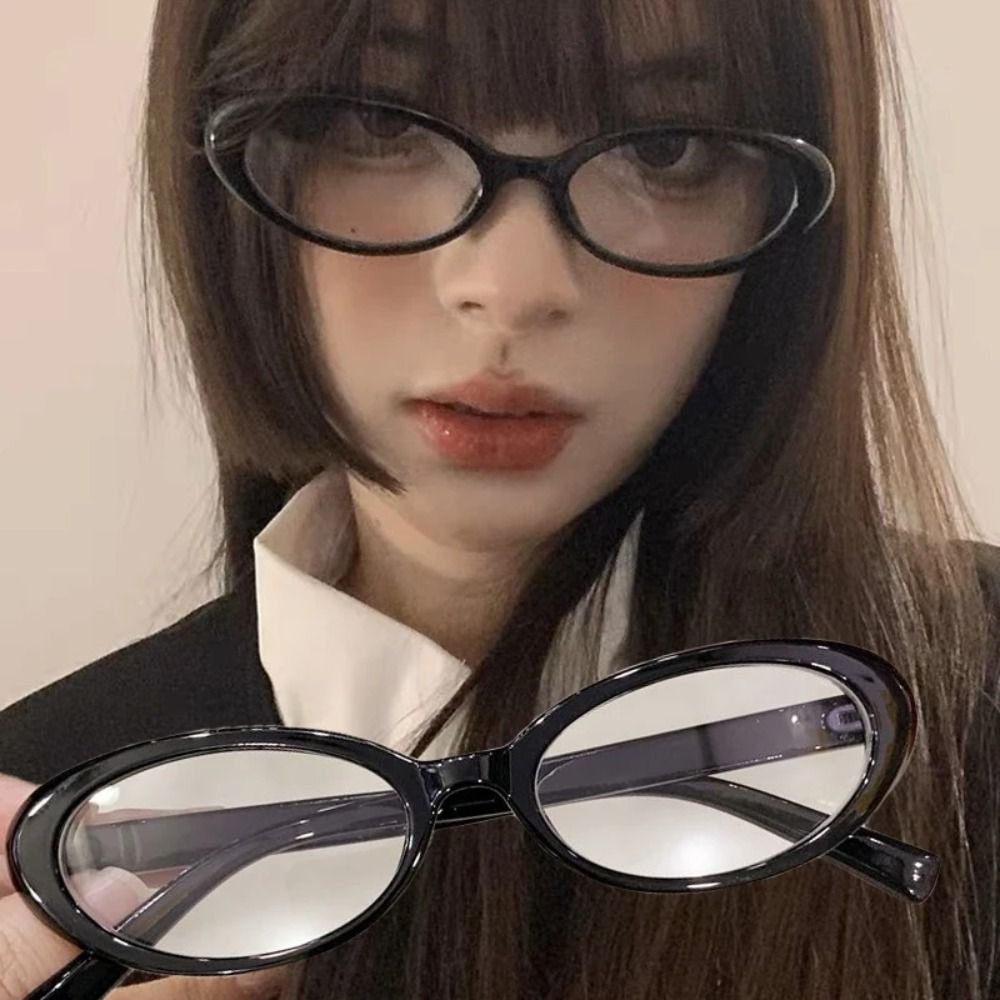 New Y2K Oval Frame Glasses Retro Fashion Cat Eye Glasses Computer Reading Goggles Outdoor Anti-Blue Light Eyewears