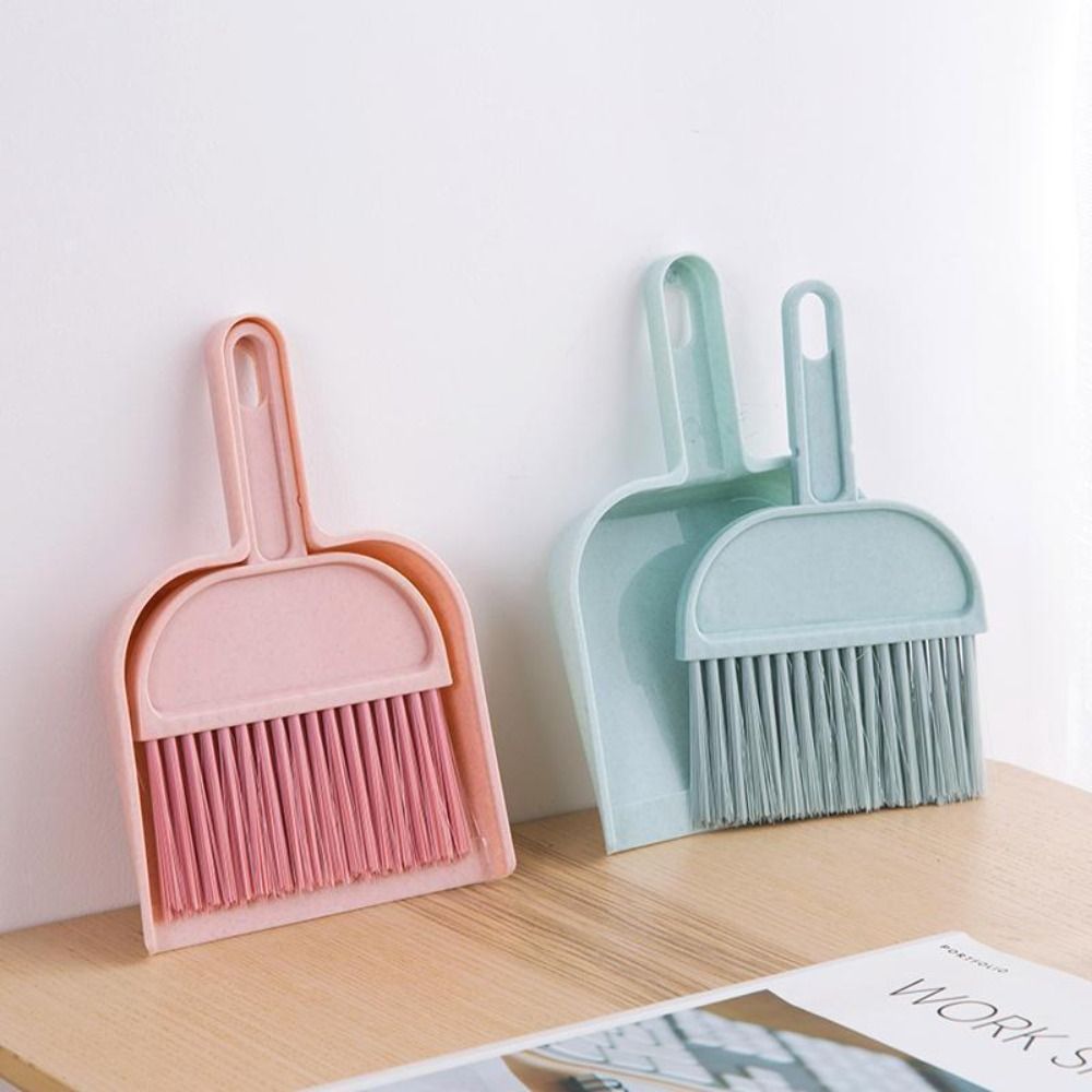 1 Set Small Areas Portable Cage Cleaner Mini Efficient Cleaning Tool Durable Compact Dustpan and Brush Desktops