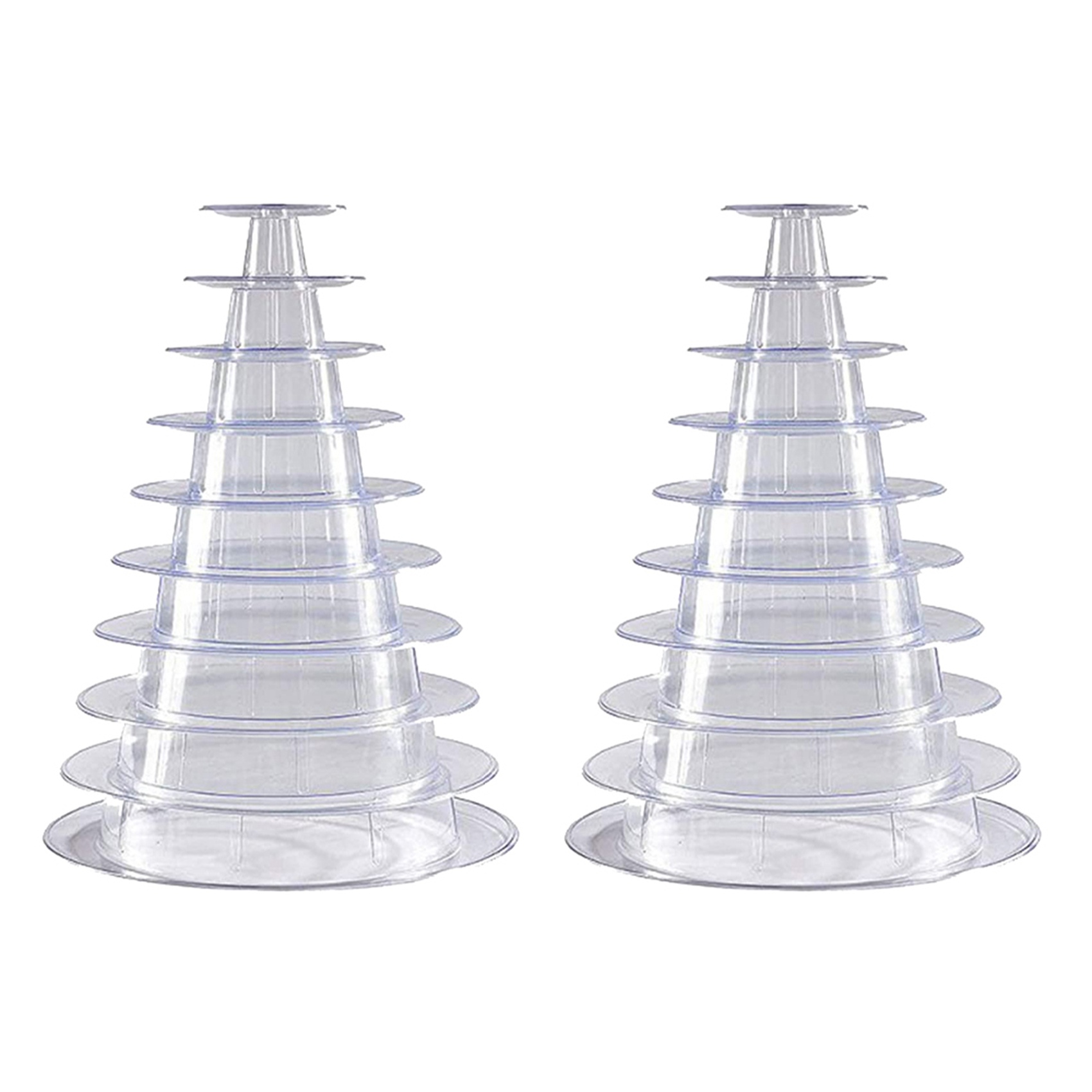 NAMUNY 2X 10 Tier Cupcake Holder Stand,Round Macaron Tower Stand,Clear Cake Display Rack for Wedding Birthday Decor