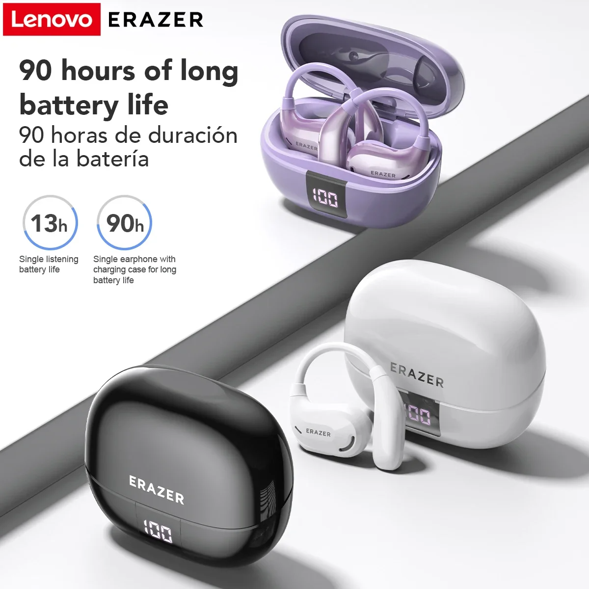 New Lenovo ERAZER XT66 Pro OWS Wireless Headphones Bluetooth 5.4 Earphones 13 Hours long life Display