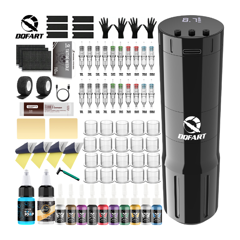 New models on sale Cordless Tattoo Pen Kit for Beginners/Pros - Rechargeable, Adjustable Speed, Lightweight with All Accessories - DQFART