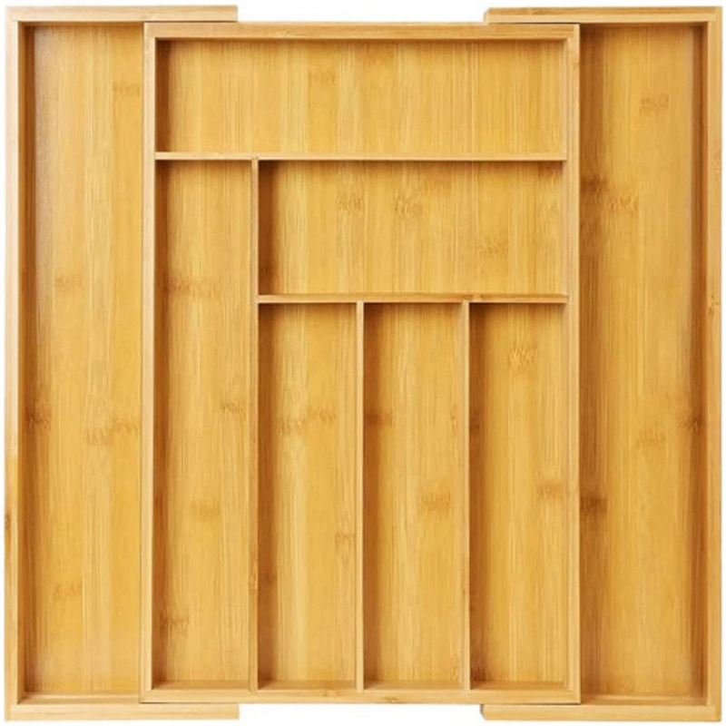 ARELENE Bamboo Expandable Drawer Organizer, Silverware Organizer for Kitchen, Silverware, Cutlery and Makeup Drawers.